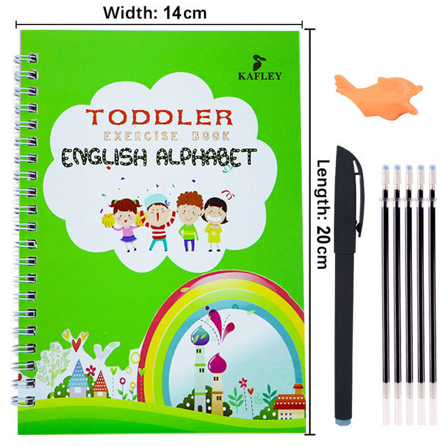 Pack Of 4 Pcs With 10 Refill Copybooks Pen Magic Copy Book Free Wiping Children's Kid Writing Sticker Practice Copybook For Calligraphy