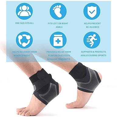 1 Pcs Right Foot Breathable Ankle Brace for Sprained Ankle,Stabilize Ligaments,Prevent Re Injury for men & women with Adjustable Wrap