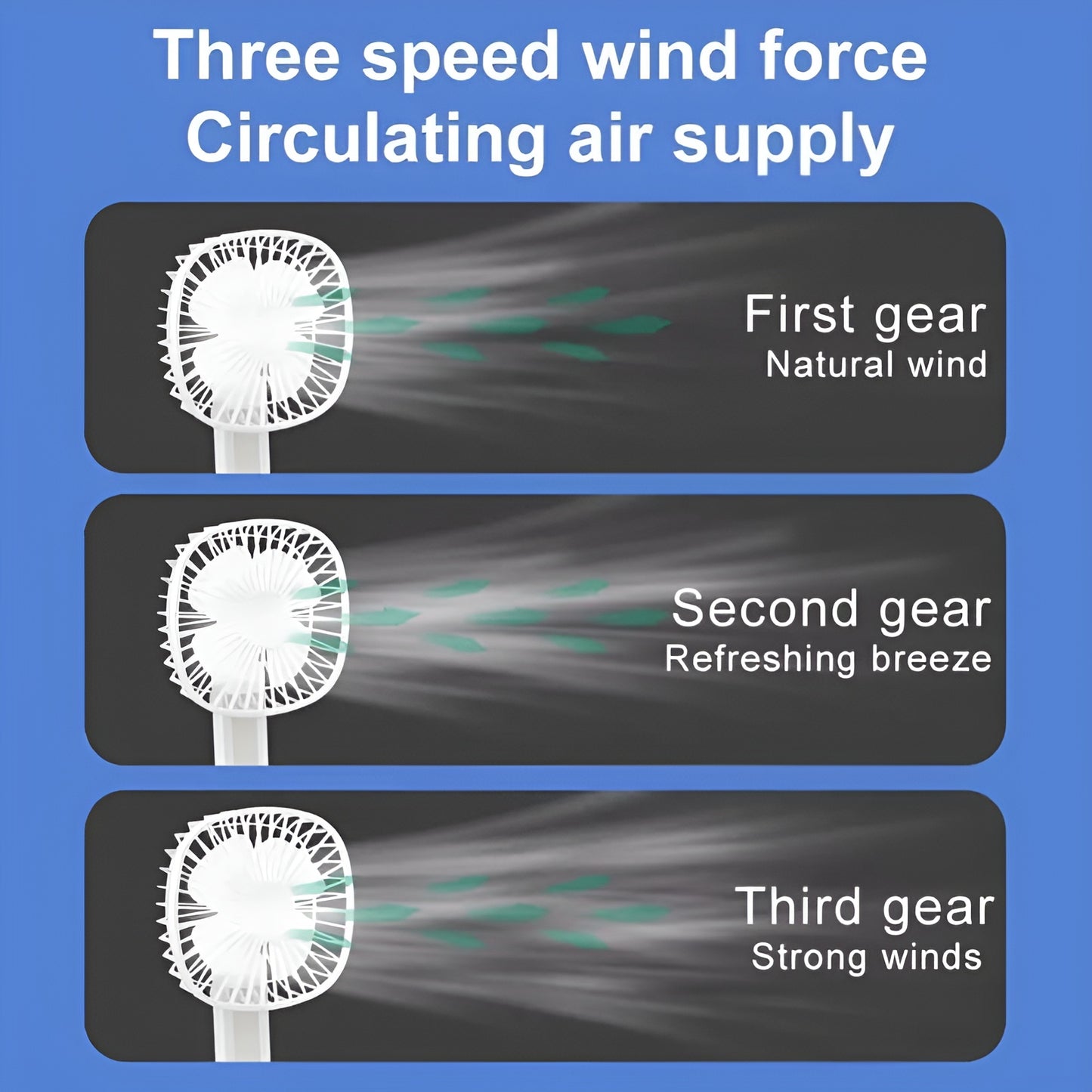 Mini USB Rechargeable Fan Desktop Foldable with Led Light | 3 Speed Adjustable For Household Bedroom For Office Home Cooling (Random colors)