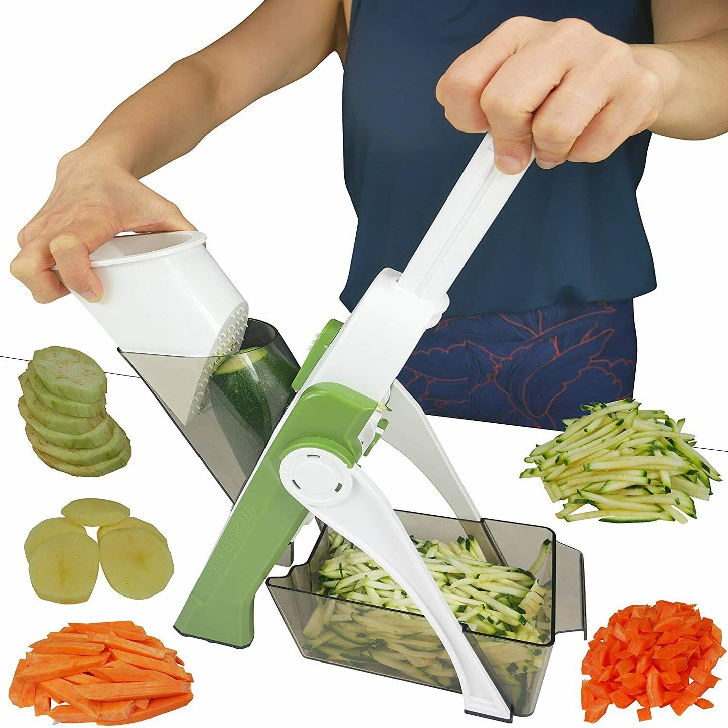 4 In 1 Vegetable Cutter Chopper Adjustable Multi-function Cutter Vertical Vegetable Cutter Kitchen Shredder Grater Artifact(random color )