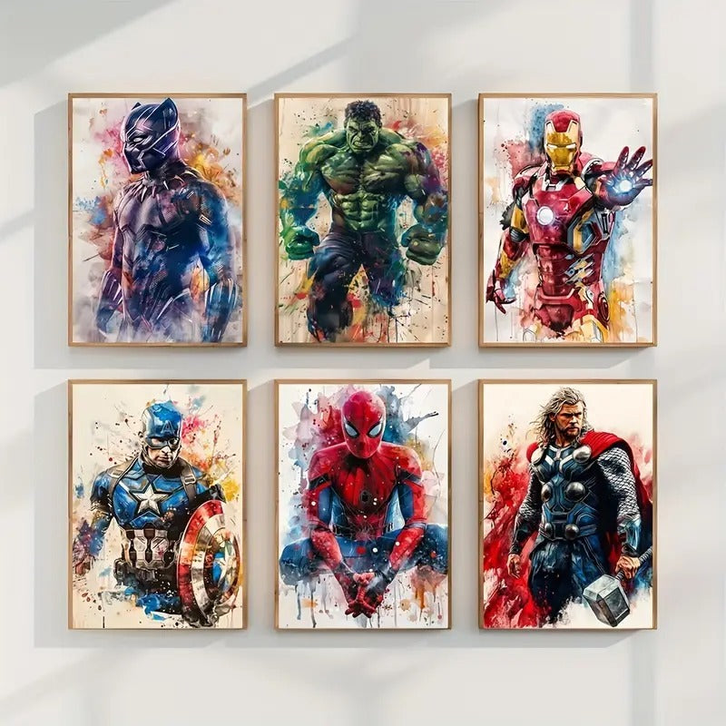 Set of 6 wall art sticky wooden canvas frames for home decore / sticky phototiles