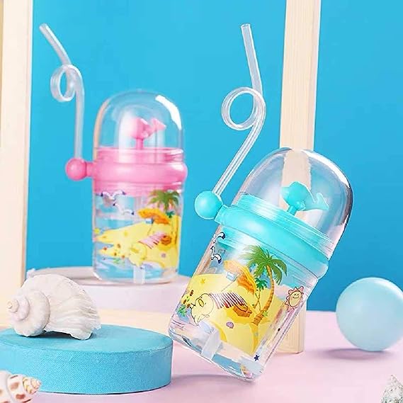 Children Whale Spray Cup Sippy Bottle Cartoon Baby with Sippy Kettle Outdoor Portable Children's Cup (Random Color)