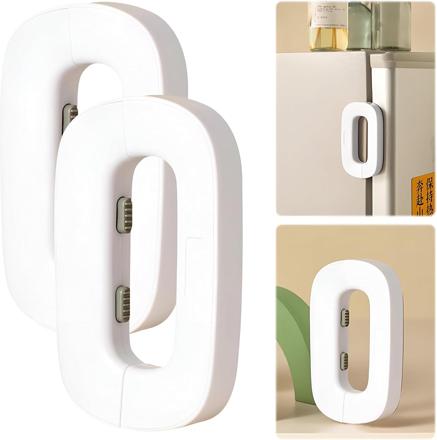 Child Safety Refrigerator Lock – Self-Adhesive Fridge & Freezer Door Lock with Double Safety Button – Easy One-Hand Use