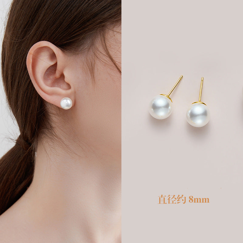 PJT-177 Simple Pearl Earrings 10mm – Elegant Jewelry, Stylish Accessory for Women- White Colour