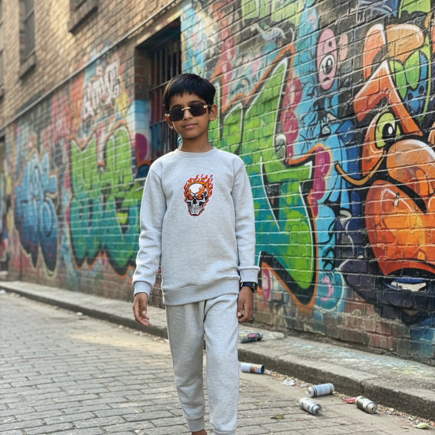 Kids Winter Tracksuit | Designer 2-Piece Shirt & Trouser Set for Boys & Girls | Stylish, Warm & Comfy Winter Outfit small