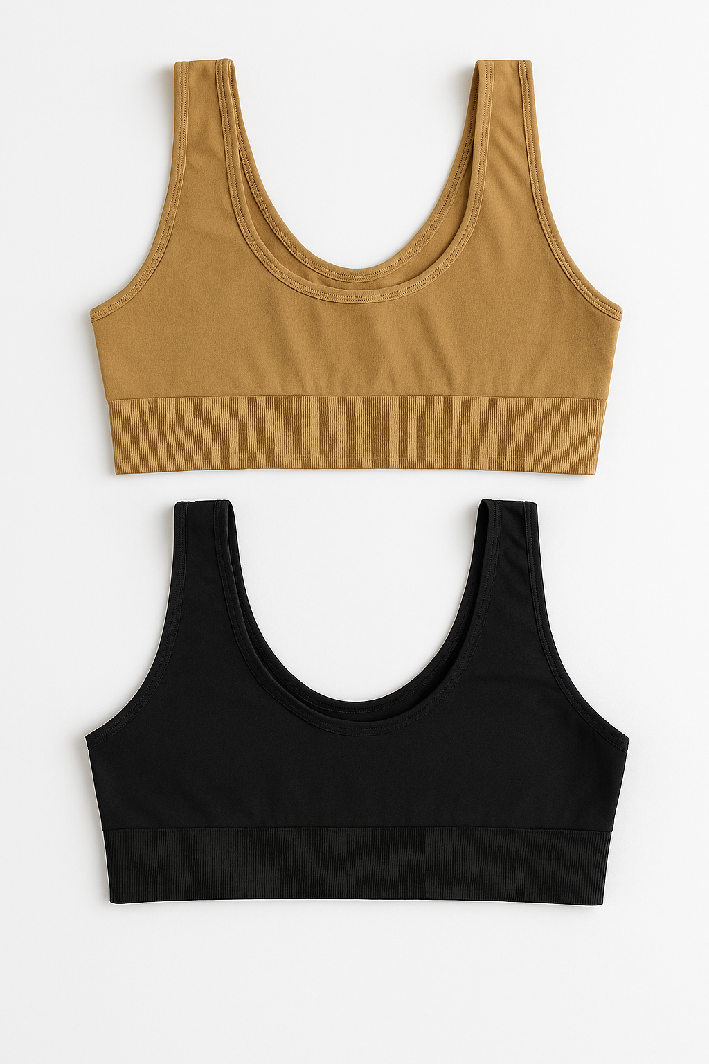 Women's Lycra Sports Bra Set – Black & Skin | Ideal for Gym, Yoga & Daily Comfort (Pack of 2) - SMALL