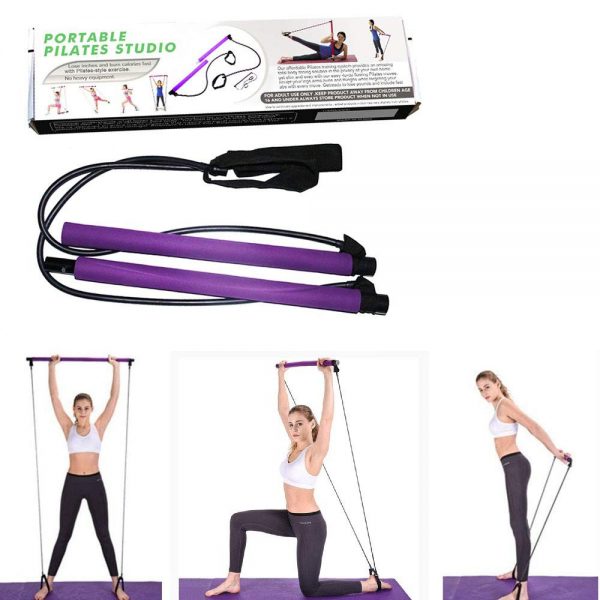Portable Pilates Studio Yoga Gym Exercise Resistance Band Elastic Home Pilates Bar Stick Fitness Rope(Random Colours)