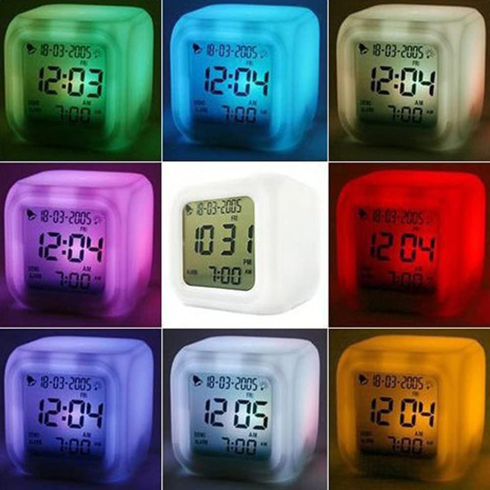 Creative Alarm Clock Sublimation LED Digital Clock 7 Color Changing Light Night Glowing Kids Desk Clock