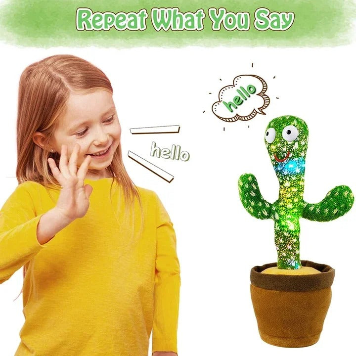 Dancing Cactus Toy – Singing, Talking, Voice Recording Plush with USB Rechargeable Function – Fun Educational Gift for Babies and Kids (Ages 6 Months & Up) - Rechargeable - With Cap
