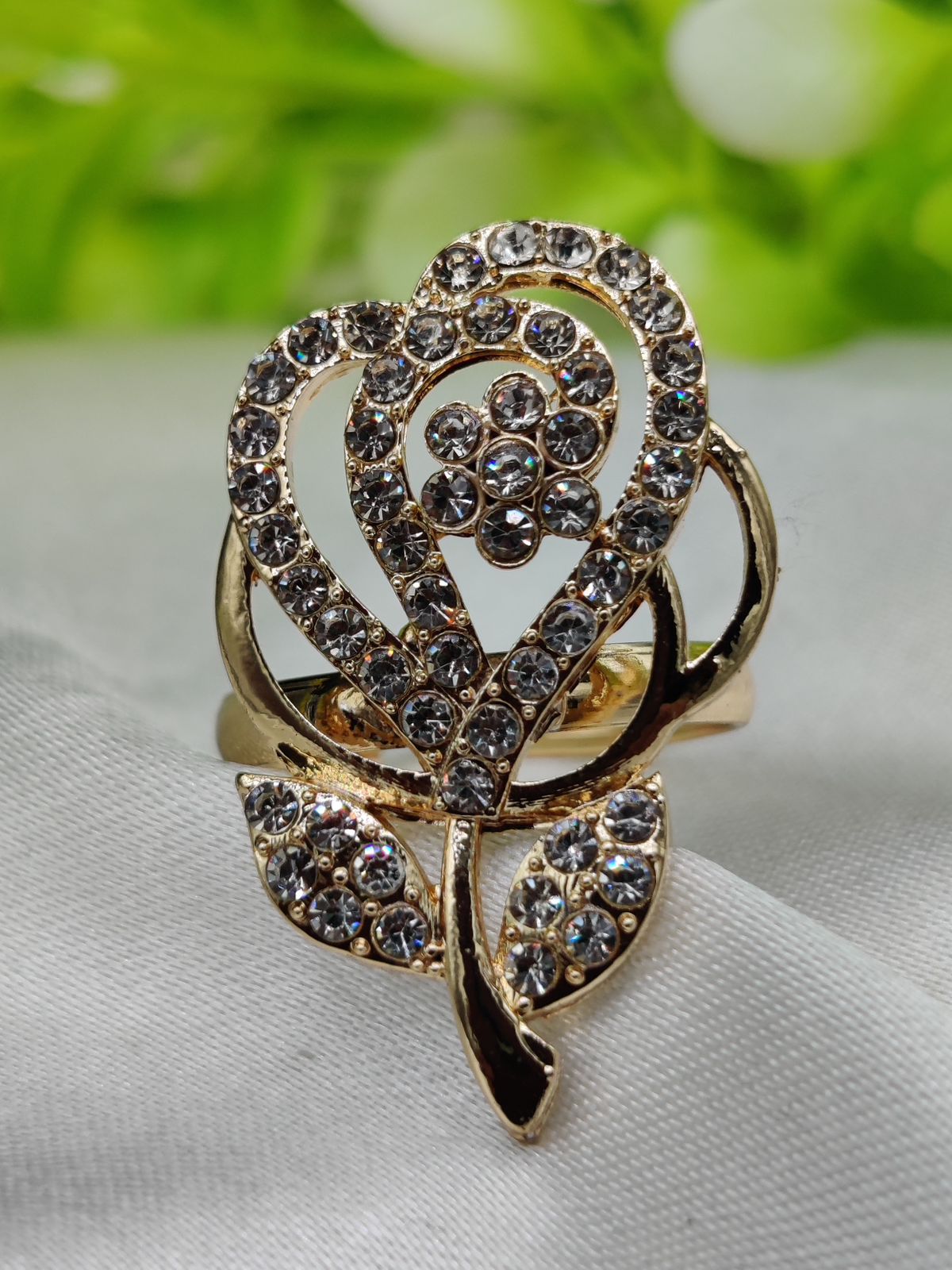 1 Piece Imported Sparkling Floral Elegance Adjustable Ring | Elegant Design Adjustable Ring For Girls & Women