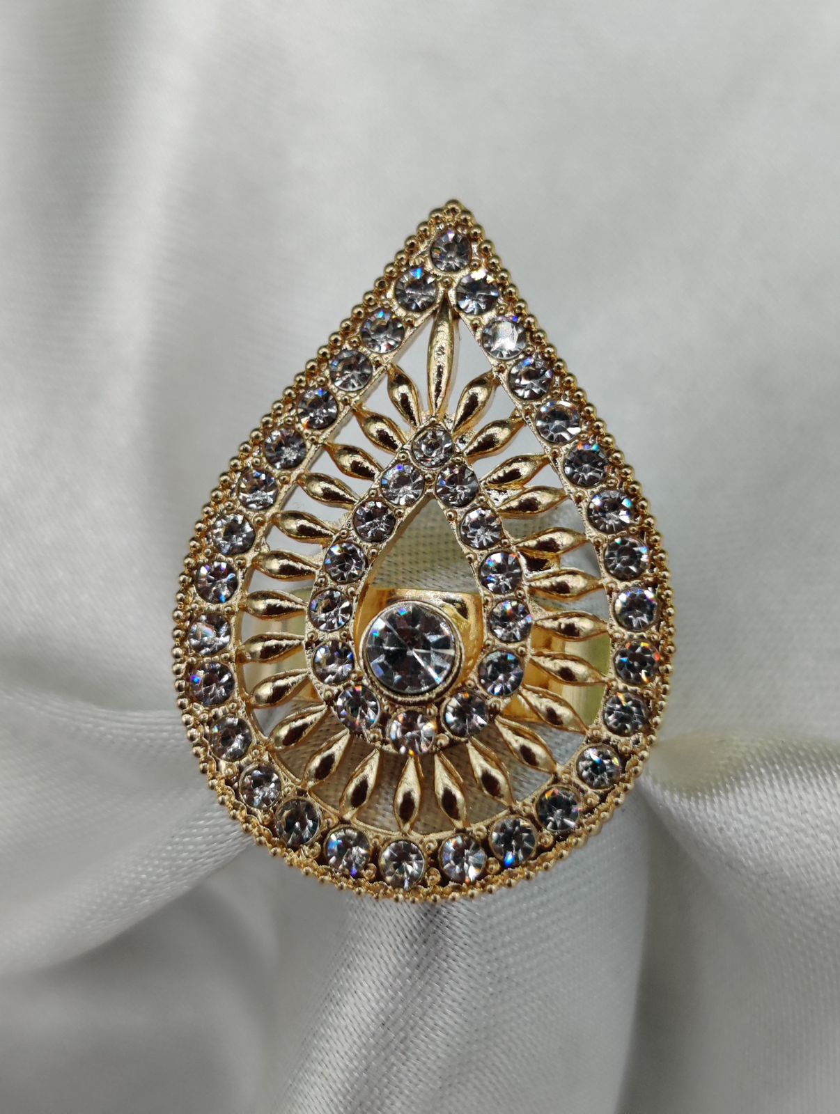 1 Piece Import Radiant Teardrop Crystal Embellished Ring | Best Quality Adjustable Ring For Girls & Women | Ring For Every Occasion