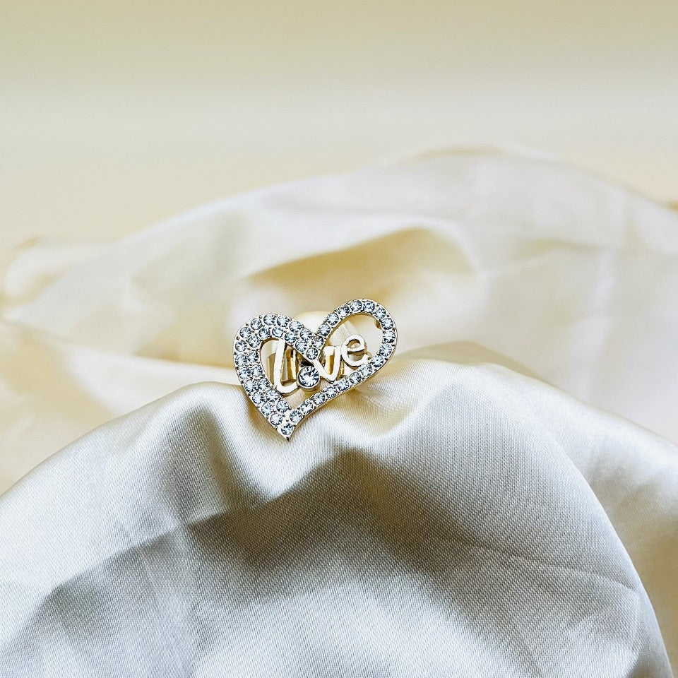 1 Piece Imported Radiant Love Heart Crystal Ring - Shimmer with Elegance | Luxurious Design Ring | Adjustable Ring | Ring For Girls & Women