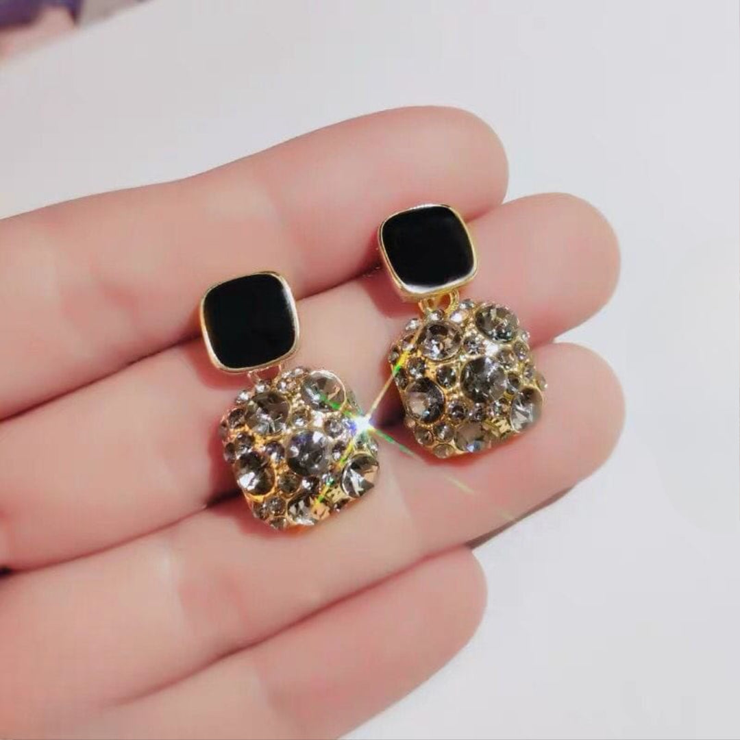 PJT-984 Fashion Rhinestone Square Earrings For Women Women Jewelry Party Accessries Gift - Black