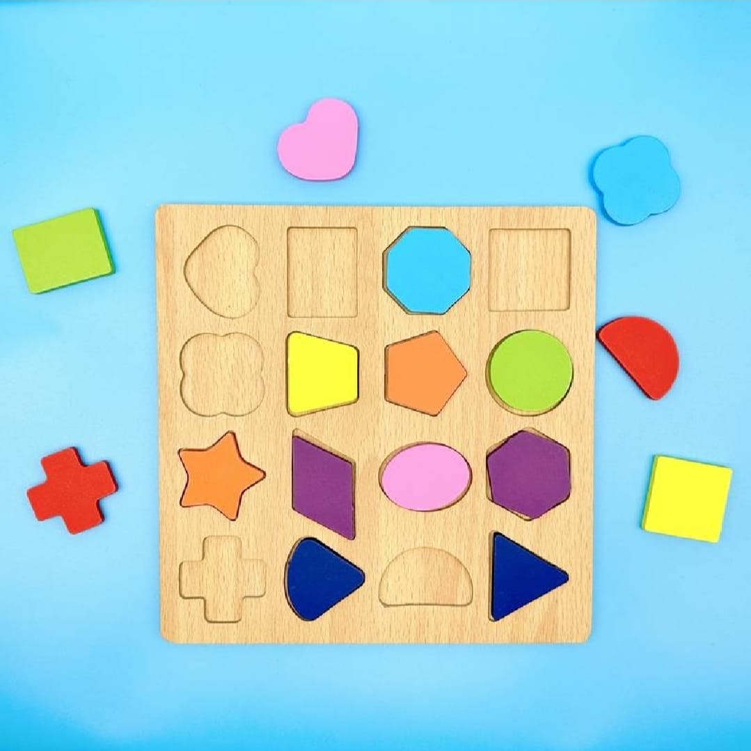 Colorful Geometric Shapes Wooden Cognitive Board Puzzle ā Educational Learning Toy for Kids (1ā3 Years, Safe & Durable)
