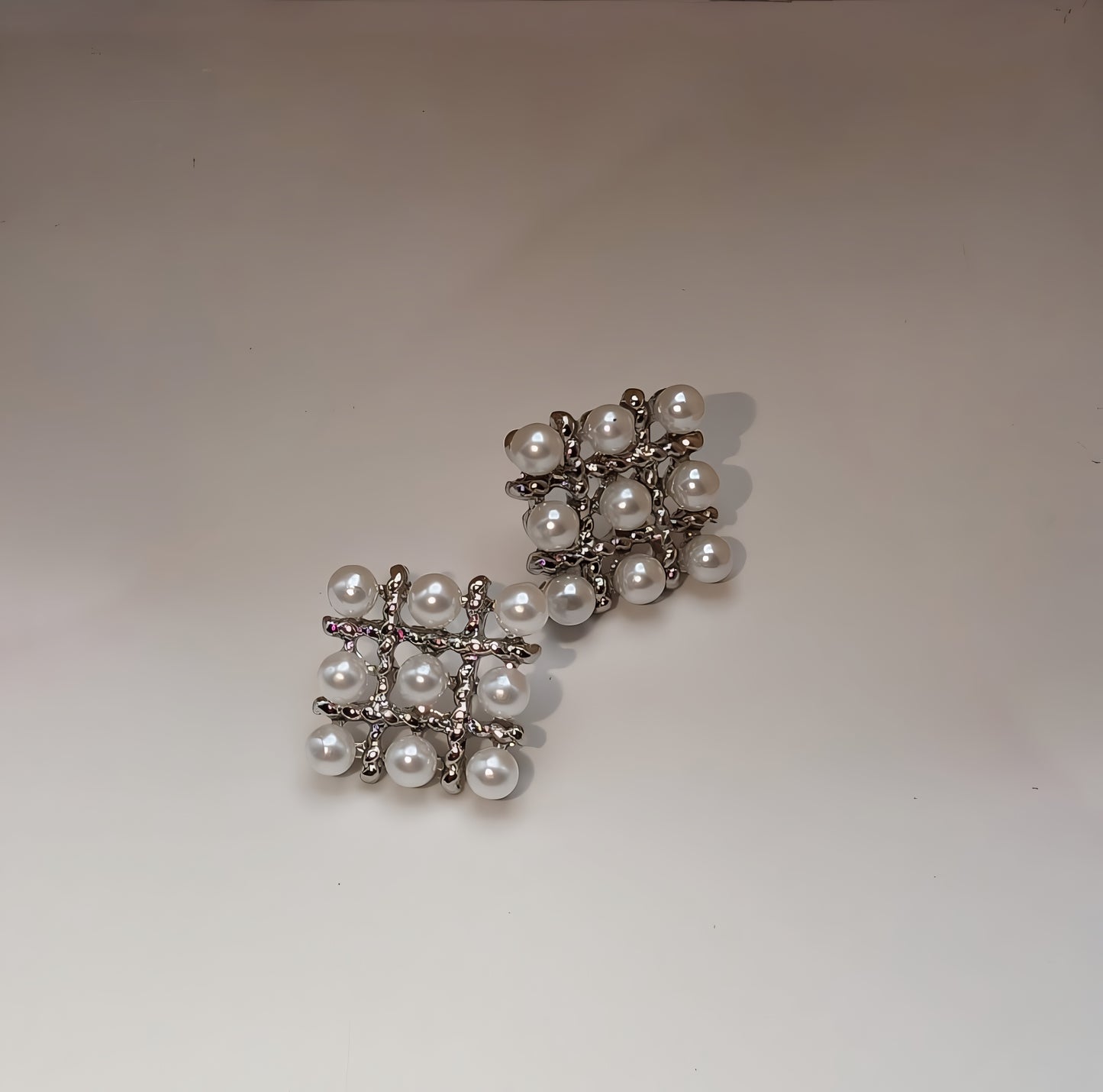 Pearl Square Korean Earrings – Elegant Women’s Fashion Jewelry in Silver and Golden Colors PJT-106 - Golden