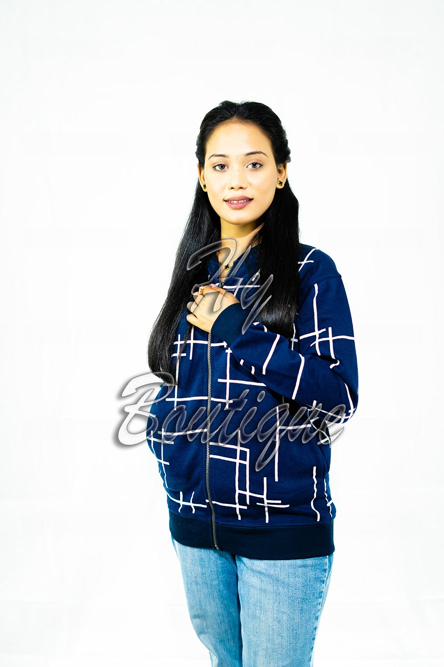 Polka Dot Zipper Jacket for Women & Girls | Stylish, Warm & Trendy Winter Wear | Comfortable Casual Outerwear medium