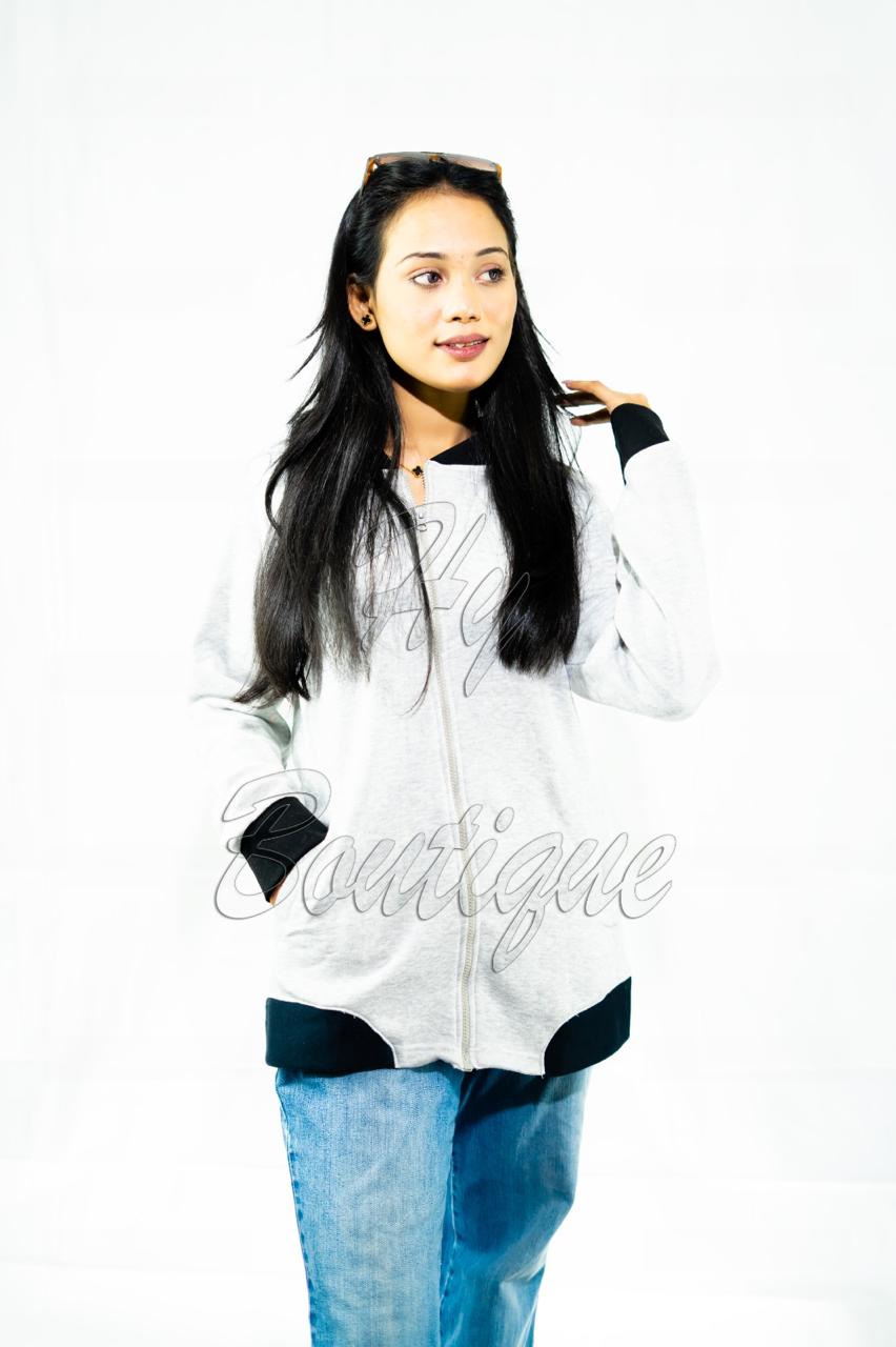 Winter Collection Women’s Plain Grey Jacket | Stylish & Warm Outerwear | Elegant Winter Fashion for Ladies medium