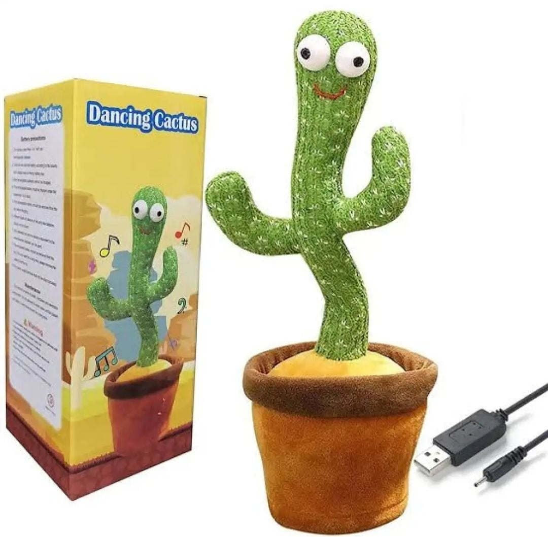 Rechargeable Cute Dancing Cactus Toy for Kids | Talking Dancing Shaking & Talk Back with Lights | Happy Birthday Gift (With Box)