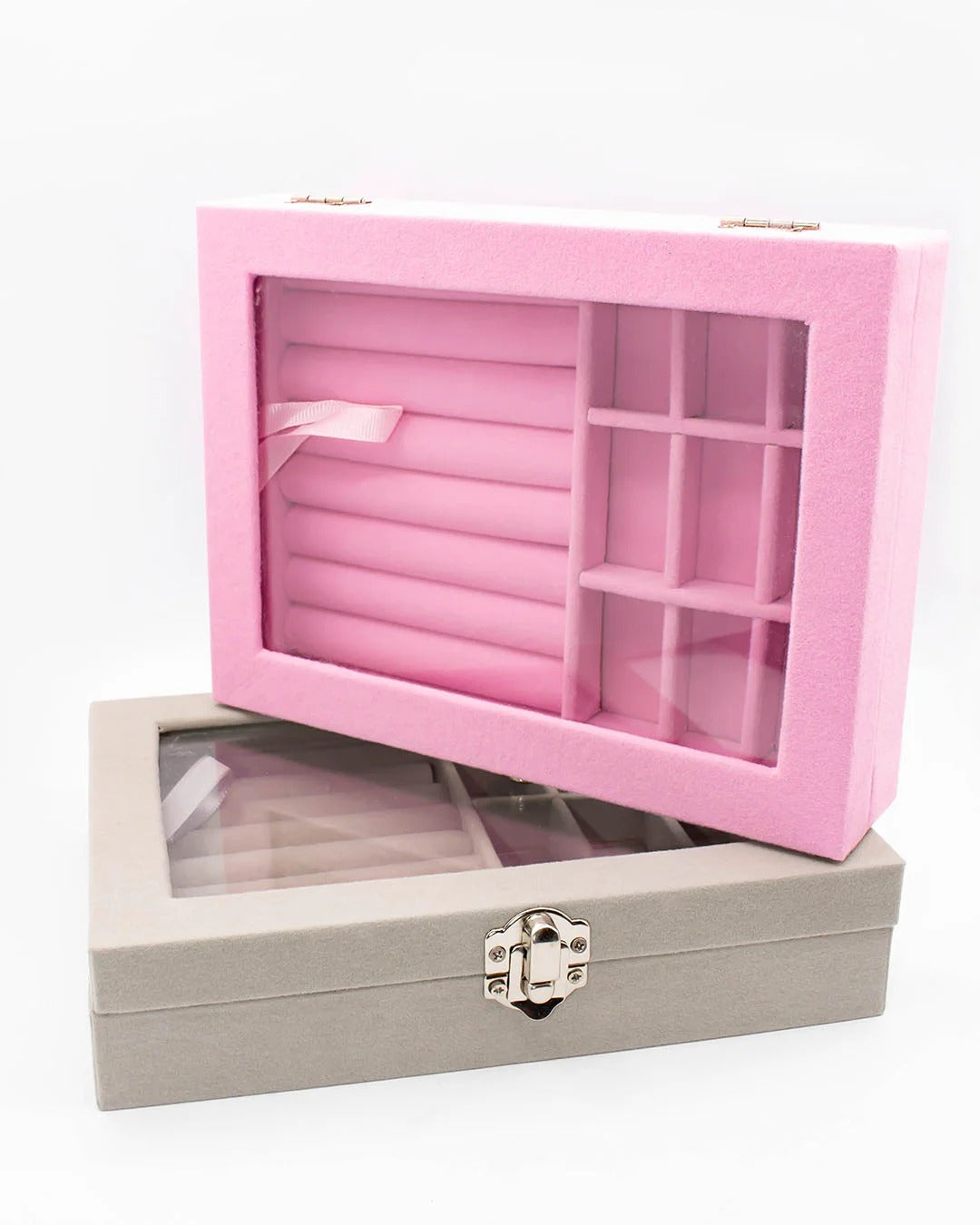 Jewelry Storage Organizer Box with Lock | Synthetic Leather & Velvet | Multi functional Gift for Women | Random Colour