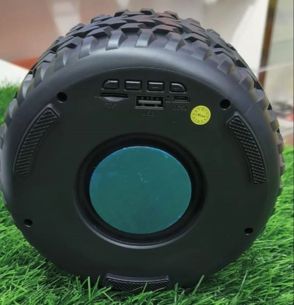 High-Powered Tyre-Shaped Bluetooth Speaker with Deep Extra Bass – Portable Wireless Speaker with Dynamic Sound, LED Lights &amp; Unique Tyre Design for Home, Car, and Outdoor Use
