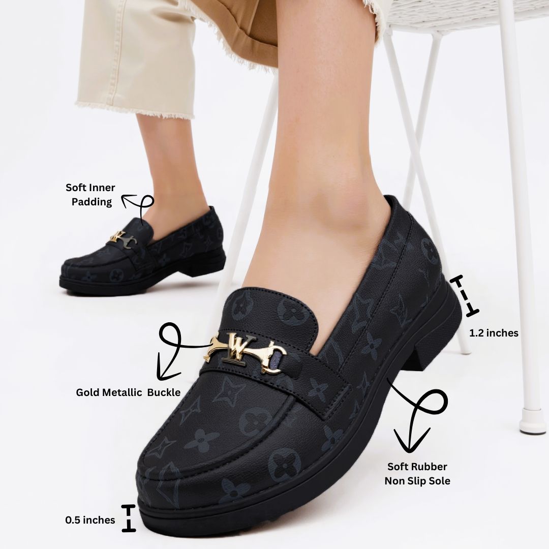 Women’s Classic Loafers with Gold Metallic Buckle (6)