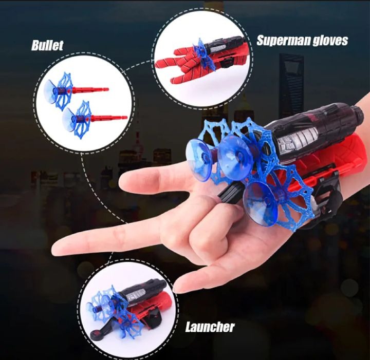 Spider Man Shooter Gloves Toy For Kids – Fun Role Play Web Launcher With Bullets And Launcher Set For Boys And Girls