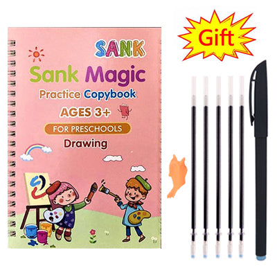Pack Of 4 Pcs With 10 Refill Copybooks Pen Magic Copy Book Free Wiping Children's Kid Writing Sticker Practice Copybook For Calligraphy