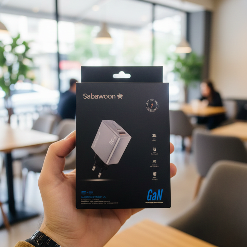 Sabawoon GAN S120 30W Adopter  | USB + PD | All Mobile Options | Without Cable