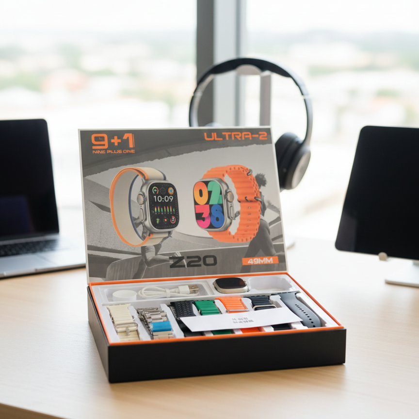 Z20 Ultra 2 Smartwatch | Super HD Display | 7 Straps | Wireless Charging & BT Calling | Newest Model