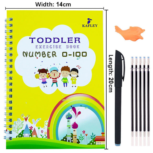 Pack Of 4 Pcs With 10 Refill Copybooks Pen Magic Copy Book Free Wiping Children's Kid Writing Sticker Practice Copybook For Calligraphy