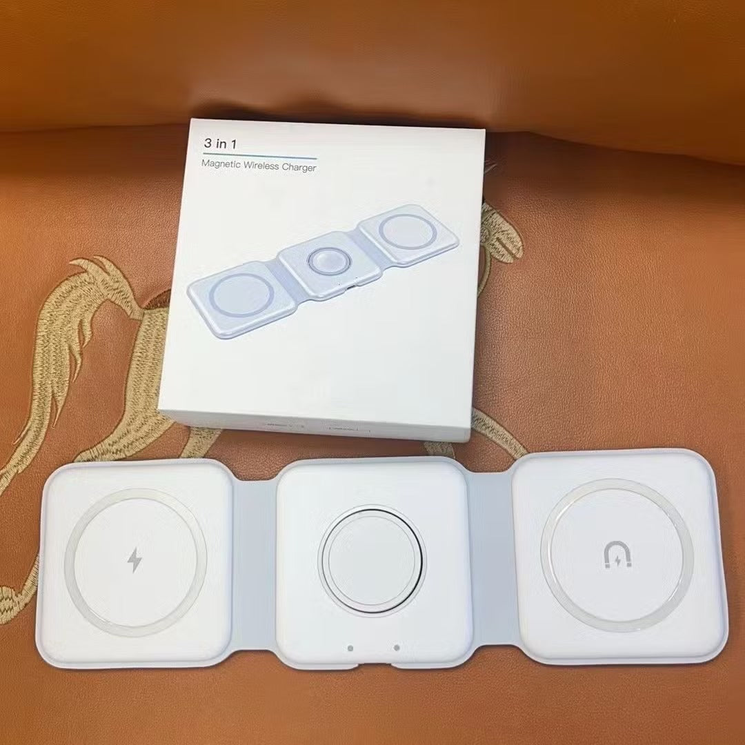 15W 3 in 1 Magnetic Wireless Charger Phone Induction Fast Charging Stand for Phone