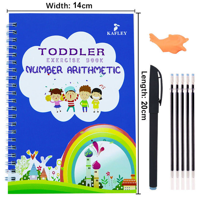 Pack Of 4 Pcs With 5 Refill Copybooks Pen Magic Copy Book Free Wiping Children's Kid Writing Sticker Practice Copybook For Calligraphy