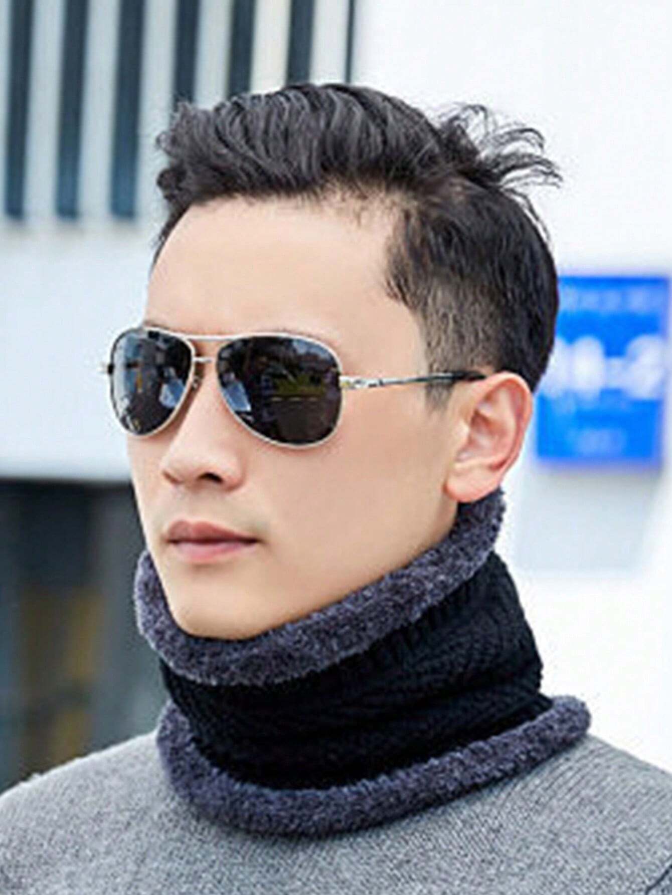 Couple Pack of 2 Combo - woolen winter beanie Head cap with neck warmer muffler for men and women (Black)