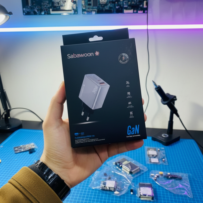 Sabawoon GAN S120 30W Adopter  | USB + PD | All Mobile Options | Without Cable