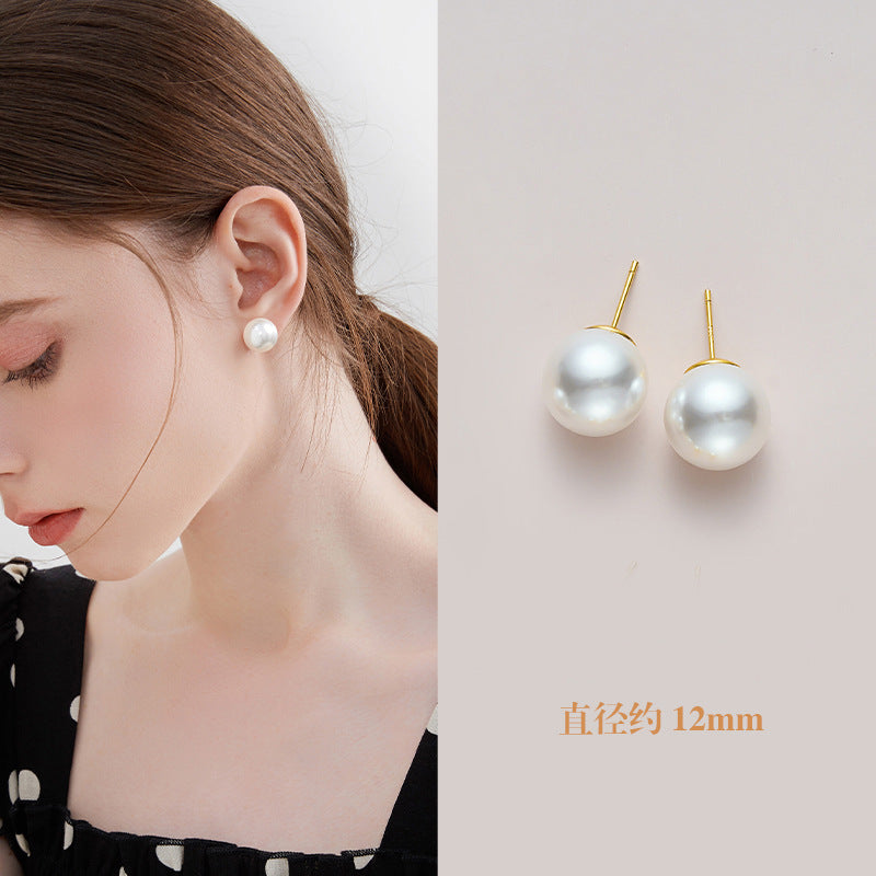 PJT-177 Simple Pearl Earrings 10mm – Elegant Jewelry, Stylish Accessory for Women- White Colour