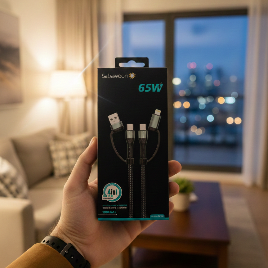 Sabawoon S116 Type‑C to Type‑C Cable | 120W | Digital Display | 100% Original