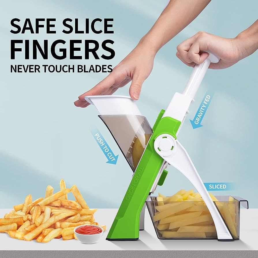 Mandoline Slicer | Safe Adjustable Vegetable Cutter | Multi‑Purpose Kitchen Chopper & Manual Grater ( Random Colour )