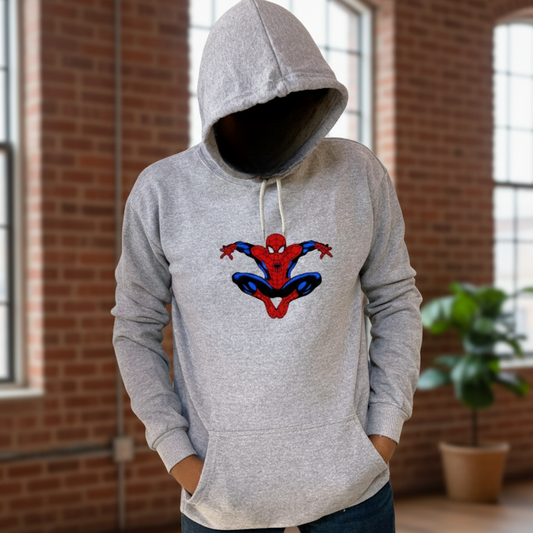 New Summer Collection Full Grey Hoodie SPIDER MAN Printed For Girl And Boys (Medium)