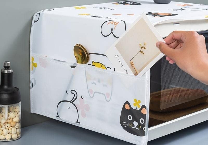 Oven Cover Kitchen Microwave Cover Waterproof Oil Dust Double Pockets Microwave Oven Cover (Random Design) (Made in China)