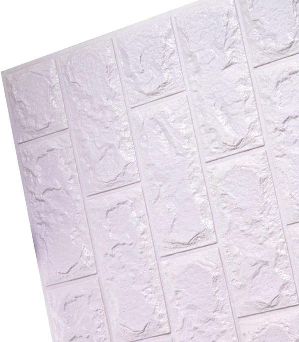 3d Wall Sticker White Brick Sheet | Bedroom Home Decor Waterproof Self Adhesive Living Room Wallpaper(70×77 cm)
