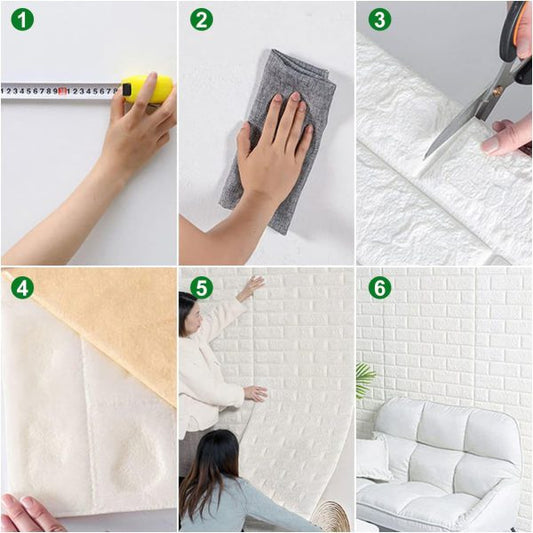 3d Wall Sticker White Brick Sheet | Bedroom Home Decor Waterproof Self Adhesive Living Room Wallpaper(70×77 cm)