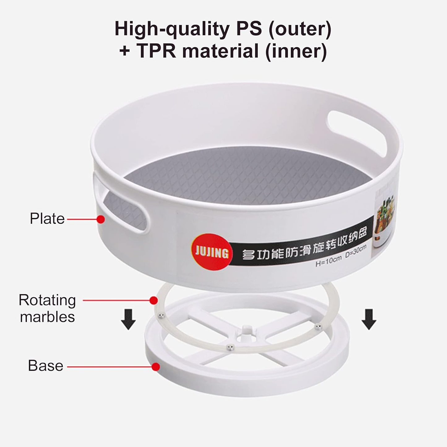 Home Rotating Storage Box with Open Handle Dining Table Fruit Organizer and Storage Rack (Large)