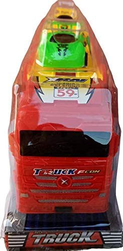 Double decker Trailer Truck | Car Carrier Truck with 4 Cars Included Toy for Kids (Random color)