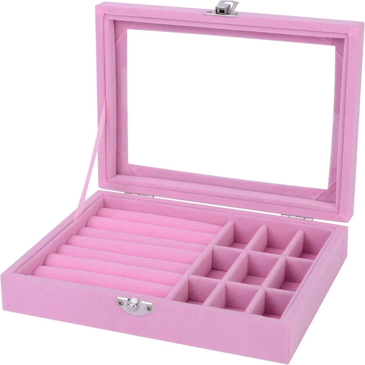 Jewelry Storage Organizer Box with Lock | Synthetic Leather & Velvet | Multi functional Gift for Women | Random Colour
