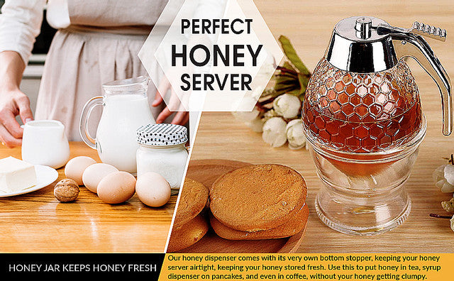 Honey Dispenser Juice Syrup Pot Jar For Kitchen Bee Drip Storage 200ML