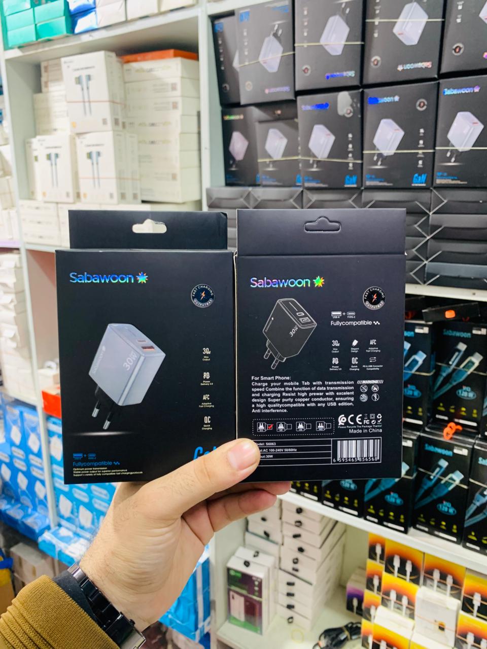 Sabawoon GAN S120 30W Adopter  | USB + PD | All Mobile Options | Without Cable