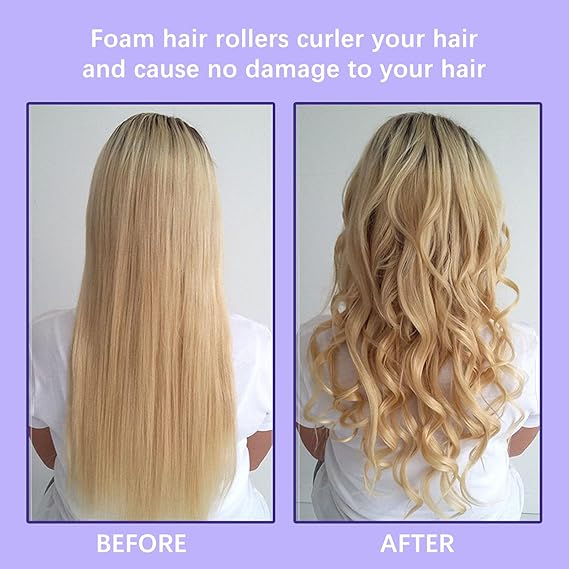 Pack of 10 Hair Rollers Papilotten Hair Rollers, Curls Without Heat Foam Curlers for Women (Random Color)