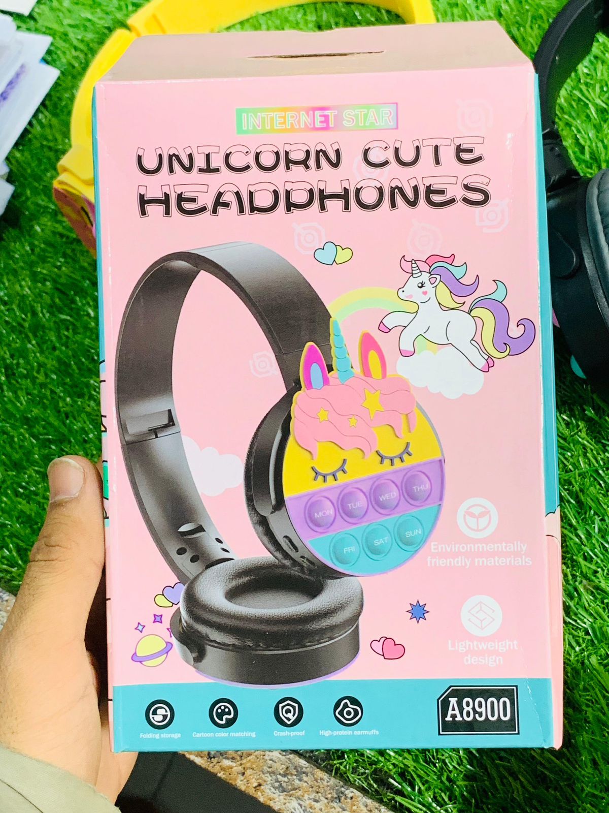 Cute Pop It Wireless Bluetooth Headphones | Foldable Headset With Memory Card Support, Wired & Wireless Modes, Soft Earpads For Kids - With Box (Random Color)