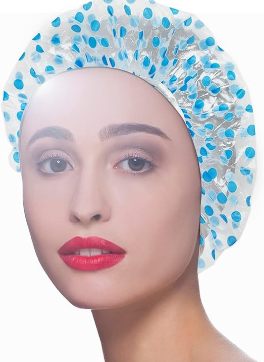 (pack of 6) Shower Caps Waterproof Shower Cap for Women Reusable Shower Hat Bath Caps with Elastic Band, Large Plastic Long Hair Environmental Protection Hats for Ladies Girls Kids Spa Salon