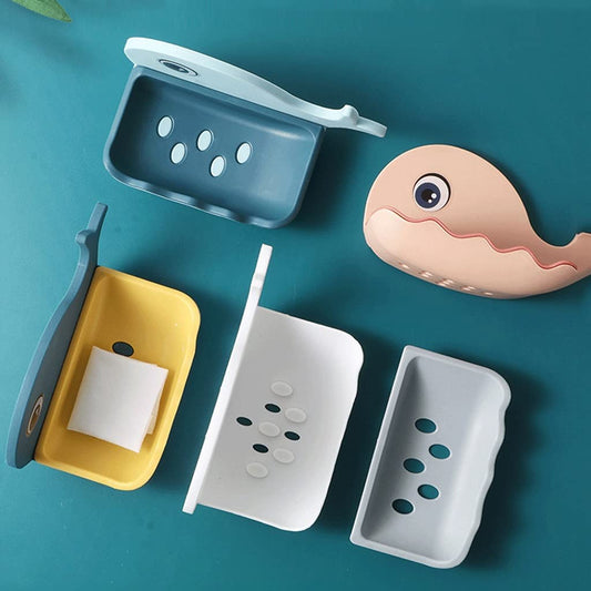 Little Whale Drain Storage Rack Dish Soap Holder for Bathroom and Shower Self Draining Waterfall Soap Tray Kitchen (Random Color)